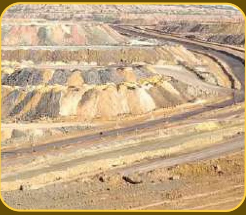 Aerial view of open pit mine quarry