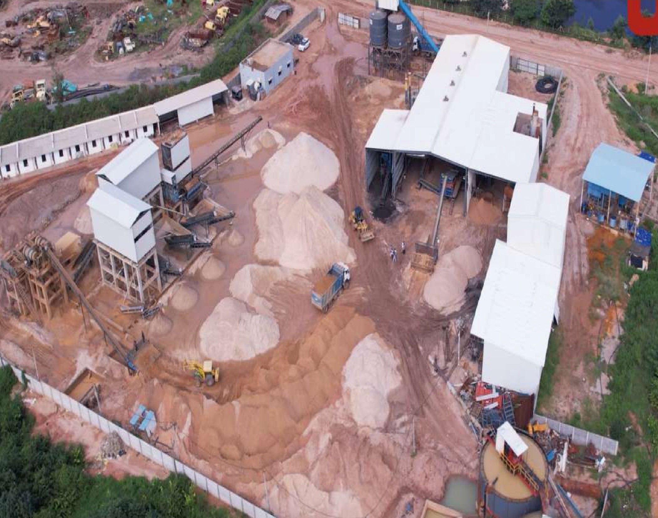 Industrial construction site with heavy machinery