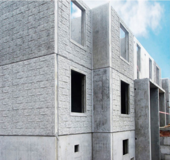Precast concrete elements at construction site