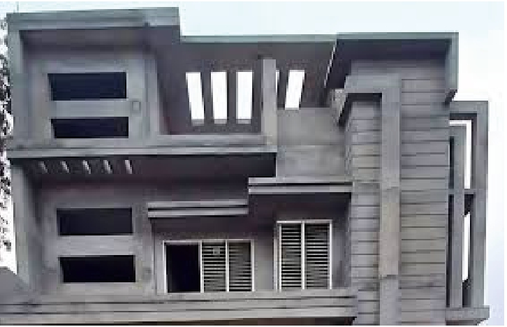 Building constructed with precast concrete elements