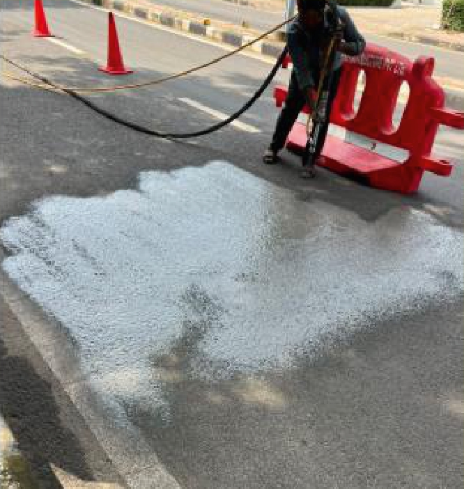 Quickseal grouting on pavement joints