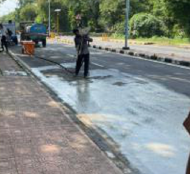 Quickseal technology demonstration on road surface