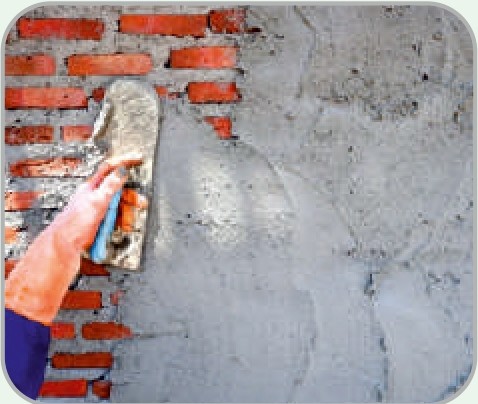 Wall plastering close-up
