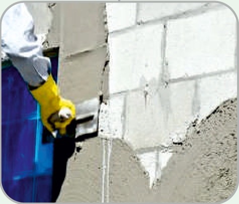 Plastering work on construction site