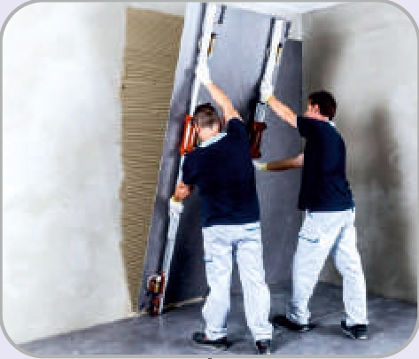 Natural stone installation with adhesive