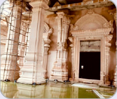 Stone fixing on construction site