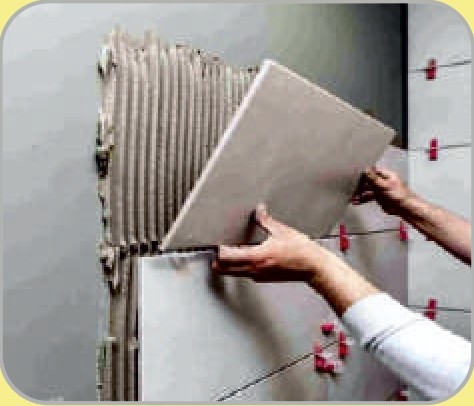 Tile adhesive application